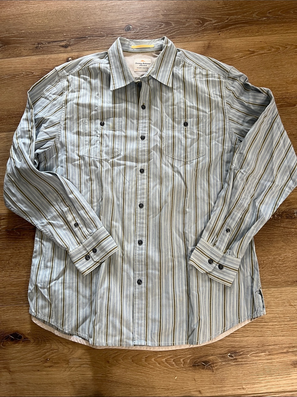 Tommy Bahama Men's Striped Button-Down Shirt - Light Blue, Gray, Cream size L
